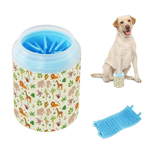 Dog Paw Cleaner Cups for Dogs Pets Foot Washer Paw Scrubber for Medium Small Cats Dogs Cleaning Cup Jungle Animal