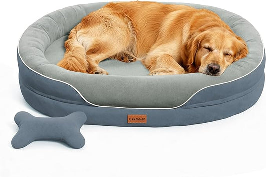 XL Orthopedic Dog Bed, Extra Large Dog Bed, Dog Sofa for Large Sized Dogs with Full-Surround Bolsters, Dual-Sided Dog Cooling Bed with Memory Foam, Washable Sofa with Nonslip Bottom, Dark Grey