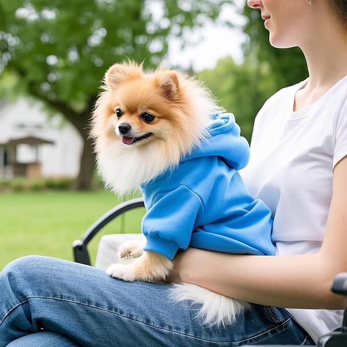 Idepet Pet Dog Hoodies Dog Clothes for Small Dogs Vest Chihuahua Clothes Warm Coat Jacket Autumn Puppy Outfits Cats Dogs Clothing(S,Dark Blue)