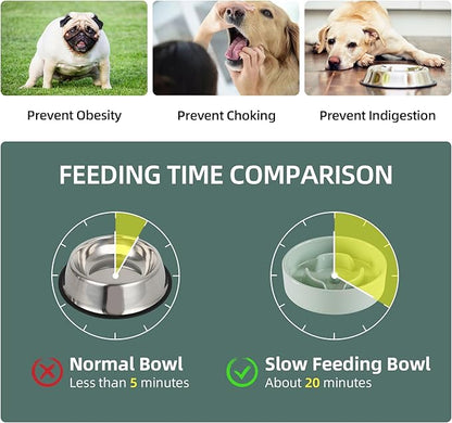 Ceramic 0.9 Cup Raised Dog Slow Feeder Set, Elevated Bowl with Wooden Stand for Small Dog and Cat, 6.1inch Puzzle Slow Dog Food Dish, Anti-Gulping(Light Green, Single Bowl+ Stand)