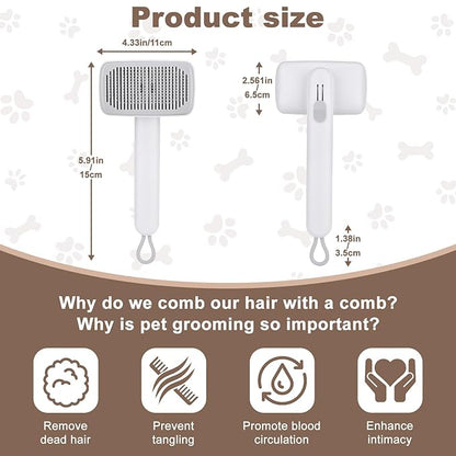 Self Cleaning Deshedding Cat Brush for Dogs & Cats,Adjustable Cat Brushes for Indoor Cats, Easy to Clean Grooming Tool for Long & Short Haired Pets