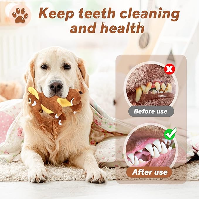 Letsmeet Dog Toys Durable Squeaky Plush Dog Toy for Puppy Teething Dog Chew Toys for Small, Middle, Large Dogs