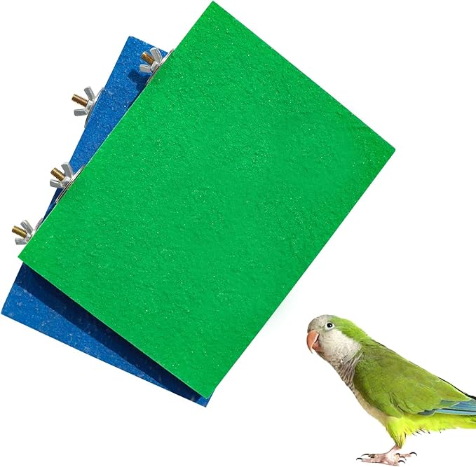 Dnoifne 7.9×5.9 Inches Large Bird Perch Stand Platform, Natural Wooden Bird Cage Accessories, Bird Stand Perch with Rough Quartz Sand Surface for Parrot, Parakeet, Budgies, Cockatiel, Rats