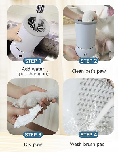 Automatic Dog Paw Cleaner for Dogs，Electric Dog Foot Paw Washer Cup and Massager，2 Speeds for Thorough Cleaning and USB Rechargeable,Pet Paw Feet Cleaner for Small Medium Dogs Cats (White)