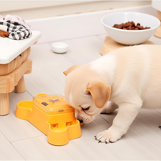 Dog Slow Feeder, Interactive Dog Treat Dispenser Toy for Mental Stimulation, Food Puzzles for Cats & Dogs to Prevent Boredom, Anxiety, Easy to Fill & Clean(Yellow).