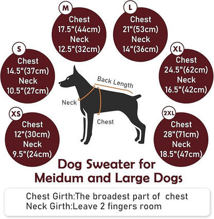 Dog Sweater Medium Size Dog, Red Knit Dog Sweater for Christmas, Thermal Knitted Dog Fall Clothes, Thanksgiving Dog Costumes, Soft Dog Turtleneck Sweater for Medium Dogs Schnauzer, Bichon Frise, Red M