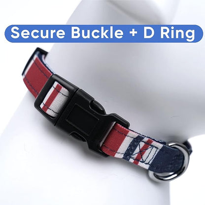 Pawtitas Pet Soft Adjustable Solid Color Nylon Puppy/Dog Collar can be Personalized Large Red/White/Blue
