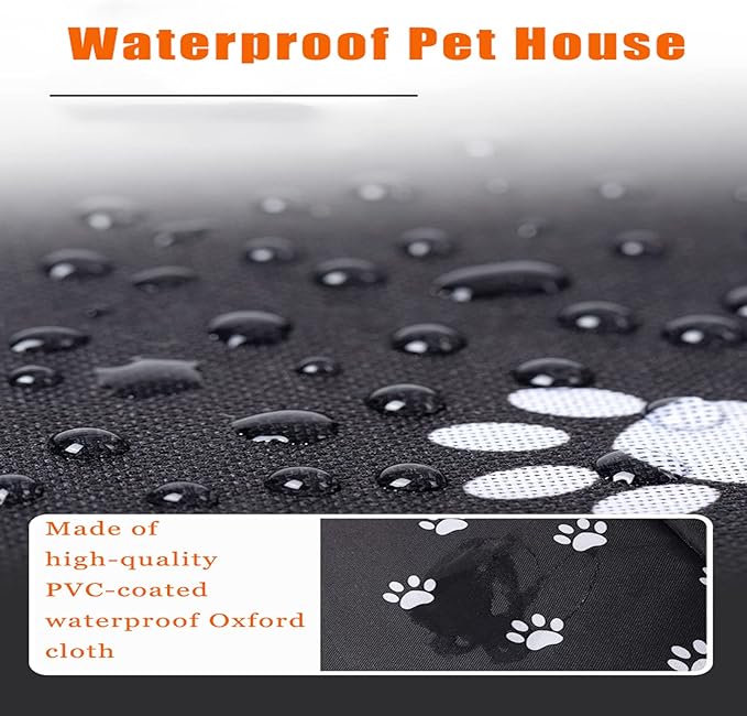 VARMTOR Outdoor Cat House, Cat Houses for Outdoor Cats, Weatherproof Warm and Insulated Cat House with Transparent Curtain Pet House, Stray Cats Shelter (Black,Small-Houses)