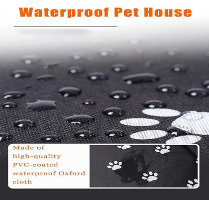 VARMTOR Outdoor Cat House, Cat Houses for Outdoor Cats, Weatherproof Warm and Insulated Cat House with Transparent Curtain Pet House, Stray Cats Shelter (Black,Small-Houses)