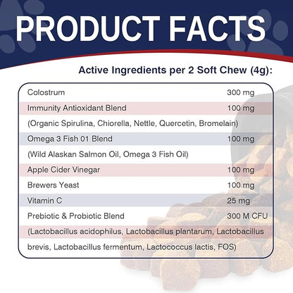 Dog Allergy Chews 200 Treats, Dog Allergy and Itching Skin Relief Bites Immune Support Dogs Probiotics for Yeast, Itchy Skin and Itchy Ears Anti Itch Licking Paws Treatment for Dogs Seasonal Allergies