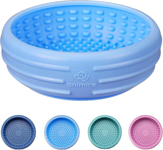 Dog Lick Bowl, Animire Freeze Lick Mat for Dogs, Non-Slip Slow Feeder Licking Bowl Enrichment Treat for Distraction Anxiety Relief, Food Grade Silicone, Dishwasher Safe(Baby Blue,L)