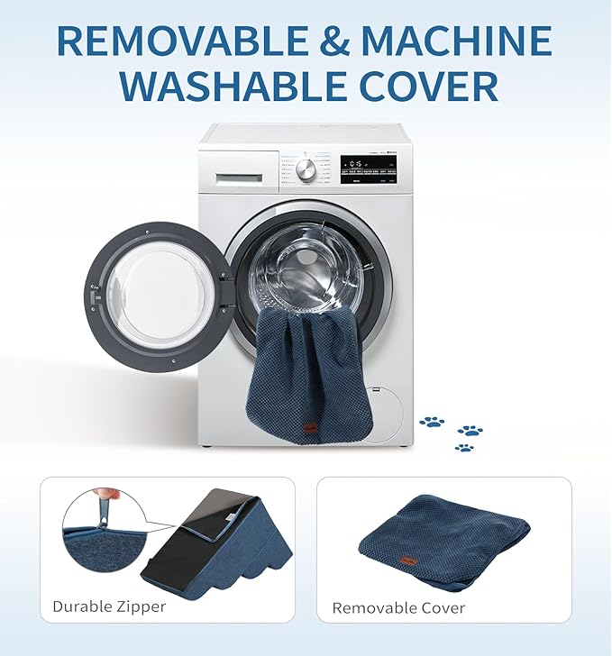 Made4Pets Dog Stairs Ramp for Small Dogs 15.7" H, 3-Step Dog Steps for Bed Couch Sofa and Chair, 35D Foam Pet Steps for Small Dogs and Cats, Non-Slip Bottom Pet Stairs, Navy