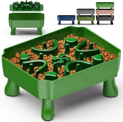 UPSKY Slow Feeder Dog Bowl, 2-in-1 Raised Dog Bowl with Anti-Choking Maze Puzzle, 2-6 Cups Pet Food for Small & Medium Breeds, Interactive Pet Feeder to Slow Eating, Reduce Boredom Fruit Green