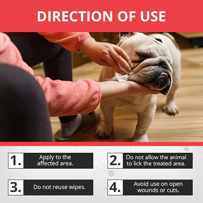 NOVEHA 120PCs XL Formulated Pet Wipes for Dogs & Cats - Safe for Facial & Finger Folds, Underarms, Groin, Hot Spots, Redness & Skin Relief, On-The-Go Size 5.5" x 7"