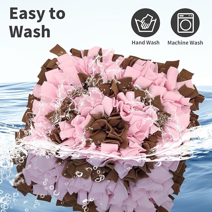 LIVEKEY Pet Snuffle Mat for Dogs, Dog Feeding Mat, Nosework Training Mats for Foraging Instinct Interactive Puzzle Toys (Brown&Pink)