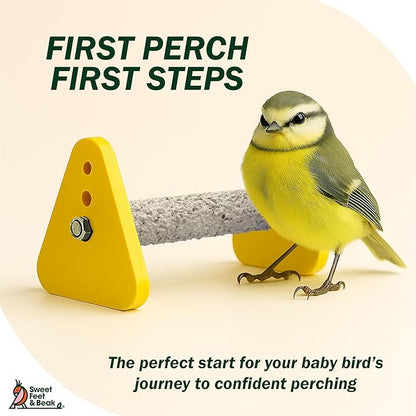 Sweet Feet and Beak Small Portable Perch Stand and Baby Weaning Stand for Birds. Keep Nails and Beaks in Top Condition - Safe, Non-Toxic, Easy to Install Cage Accessories
