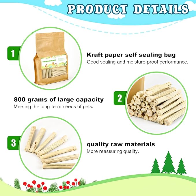 matafat 800g/1.76lb Bunny Toys Sweet Bamboo Sticks for Rabbits Bunny Chew Toys Molar Treats Snack for Small Animals Hamsters Chinchillas Guinea Pigs