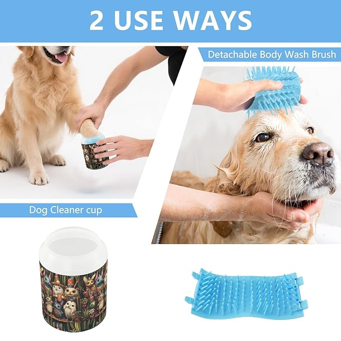 Dog Paw Cleaner Cups for Dogs Pets Foot Washer Paw Scrubber for Medium Small Cats Dogs Cleaning Cup Fiesta Unique Animals