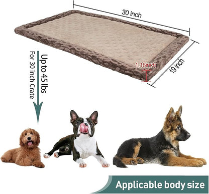 30 inch Dog Crate Bed Kennel Mat Indoor Cage Pad Medium Small Flat Thin Memory Foam Doggy Beds Washable Anti Slip Brown Puppy Sleeping Mat