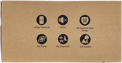 Cat Water Fountain Stainless Steel: Cat Fountain for Drinking - 108oz/3.2L Pet Water Fountain for Cats Indoor - Quiet Water Fountain for Cats - Faucet Pet Fountain - for Small and Medium-Sized Pets