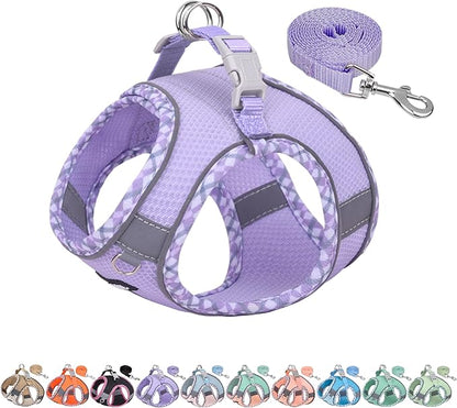 AIITLE Escape-Proof Dog Harness - Extra Soft Jacquard Fabric with Moisture-Wicking Lining, Adjustable Fit for Boston Terrier, Pekingese - Running, Playdates, Outdoor Adventures (Purple, L)