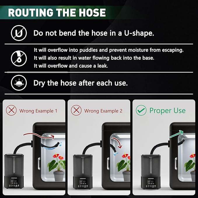 Coospider Reptile Fogger Terrariums Humidifier, Top Fill Cool Mist, Automatic Reptile Mister with Dual Hose, Timer, Humidity Control for Reptile Mister for Amphibians Herps Vivarium (5L/1.32GAL)