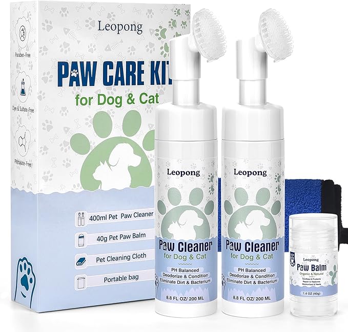 Dog Paw Care Kit- Paw Cleaner and Balm for Pet Foot Washer Care (2 Pack Cleaners and 1 Pack Balm)