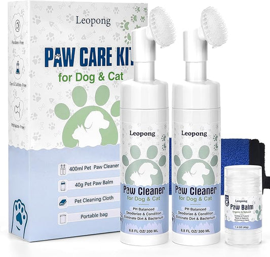 Dog Paw Care Kit- Paw Cleaner and Balm for Pet Foot Washer Care (2 Pack Cleaners and 1 Pack Balm)