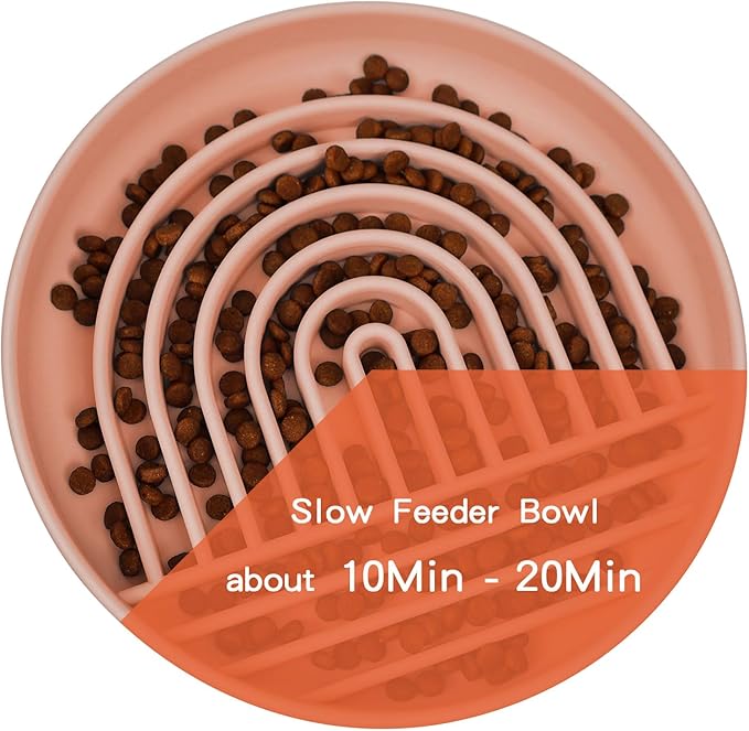 Slow Feeder Dog Bowls with Suction Cups, Silicone Puzzle Bowl for Slow Eating, Pets Slow Feeder Non-Slip Design Dishwasher Microwave Safe for Small Medium Dogs, Pink
