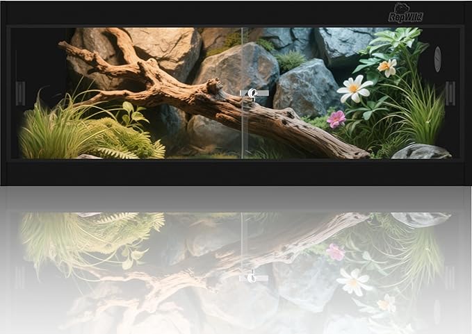 20 Gallon PVC Reptile Enclosure, RepWild 30"x12"x12" Terrarium/Tank with Heavy-Duty Screen Top, Glass Sliding Doors & Lock for Bearded Dragons, Ball Python, Geckos, Lizards