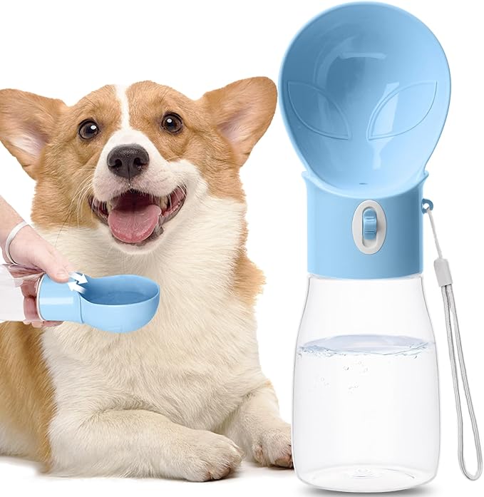 Dog Water Bottle, Widen Sink Portable Dogs Water Dispenser 17oz, Leak Proof, Outdoor Drink Bottles Cat, Puppy, Pet, Essential Items for Travel, Walking, Hiking, Dog Accessorie (Blue, 17oz)
