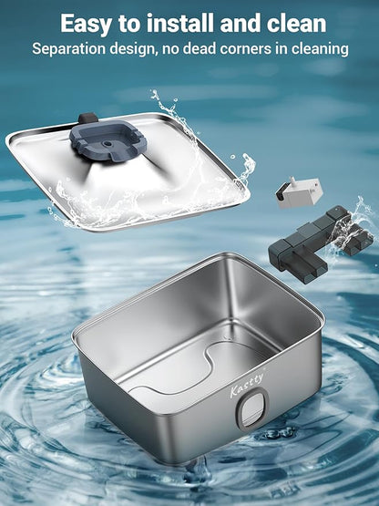 Kastty 15L/3.96 Gal Stainless Steel Dog Water Fountain, Large Capacity Dog Water Bowl Dispenser Quiet LED Light Triple Filtration BPA-Free, Automatic Pet Water Fountain Easy Cleaning for Pet FS76