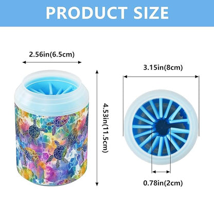 Dog Paw Cleaner Cups for Dogs Pets Foot Washer Paw Scrubber for Medium Small Cats Dogs Cleaning Cup Colorful Watercolor Sea Turtles