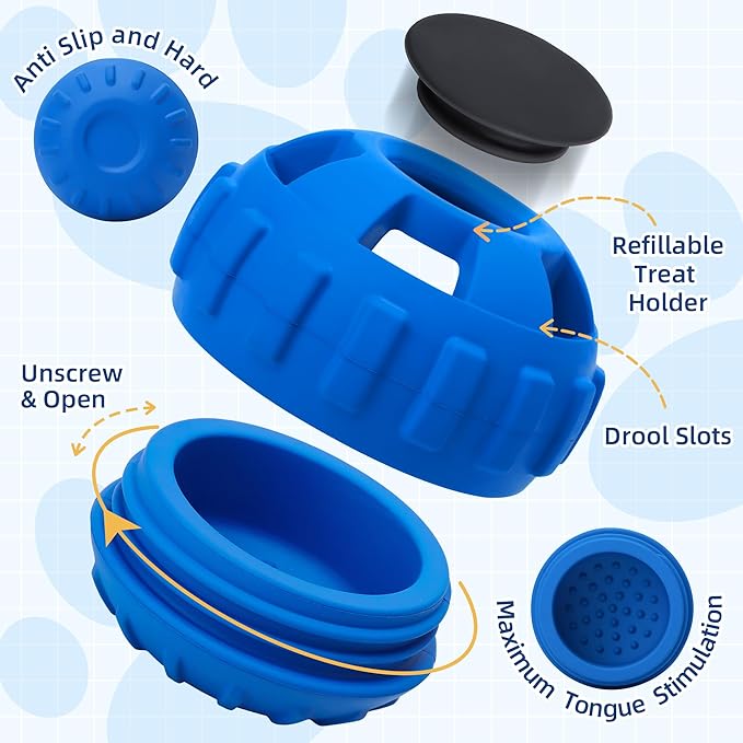 Dog Enrichment Toys to Keep Them Busy, Interactive Dog Toys -Slow Feeder Training to Relieve Boredom and Anxiety, Frozen Treat Dispenser for Small Dogs,Natural Rubber & Dishwasher Safe,Navy,S