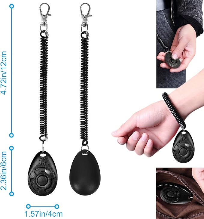 Diyife Dog Clicker for Training, 2 Pack Dog Training Clicker, Clicker Dog Training with Wrist Strap, Pet Training Clicker, Perfect for Dog Cat Puppies Behavioral Training (Black and Water Lake Blue)