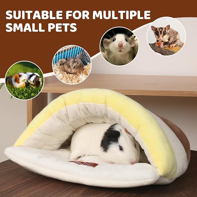 Hamster Hideout & Guinea Pig Bed, Semi-enclosed Hamster Hideout Small Animal Sleeping Cave Machine Washable Guinea Pig Hideouts for Chinchilla, Hedgehog, Rat, Sugar Glider,Flower-branch mouse (Blue)