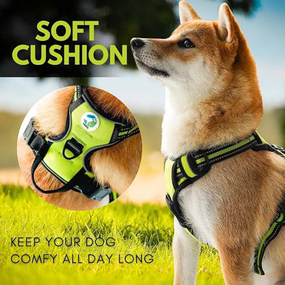 Ziggy Pet Dog Harness Adjustable Nylon Mesh Vest with Leash Clips (Green, Large)