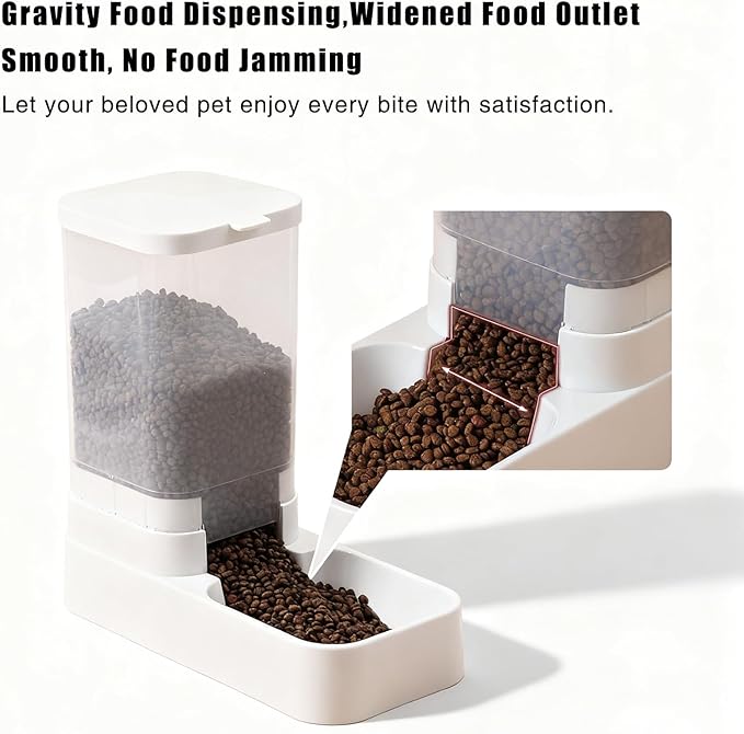 2 PCS Automatic Cat Feeder，Dog Water and Food Bowl Dispenser,cat Food and Water Dispenser,3.8L Gravity Storage and 2.1KG Grain Storage Combination Pet Feeder,Cat Water Fountain.