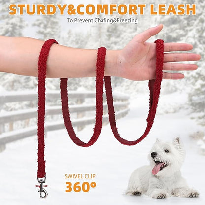 KOOLTAIL Plush Small Dog Harness and Leash Set, Warm Fleece No Pull Puppy Vest for Winter, Lightweight Reflective Step in Pet Harness for Medium Sized Dogs Boy Girl Outdoor Walking, Christmas Red S