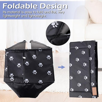 Fhiny Stray Cats Shelter, Waterproof Outdoor Cat House Foldable Warm Pet Cave for Winter Wild Animal Tent Bed Anti-Slip Kitten Cave for Feral Cat Dog Puppy Weatherproof Black (L:17.7"×15"×16.5")