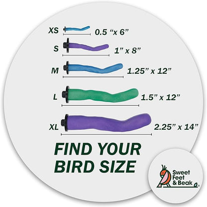 Sweet Feet & Beak Safety Pumice Bird Perch, Medium 1-1/4" X 12", Purple- Lightweight Grinding Bird Perches for Cage - Bird Nail Trimming Perch for Healthy Beak & Feet - Multi-Size & Color Parrot Stand