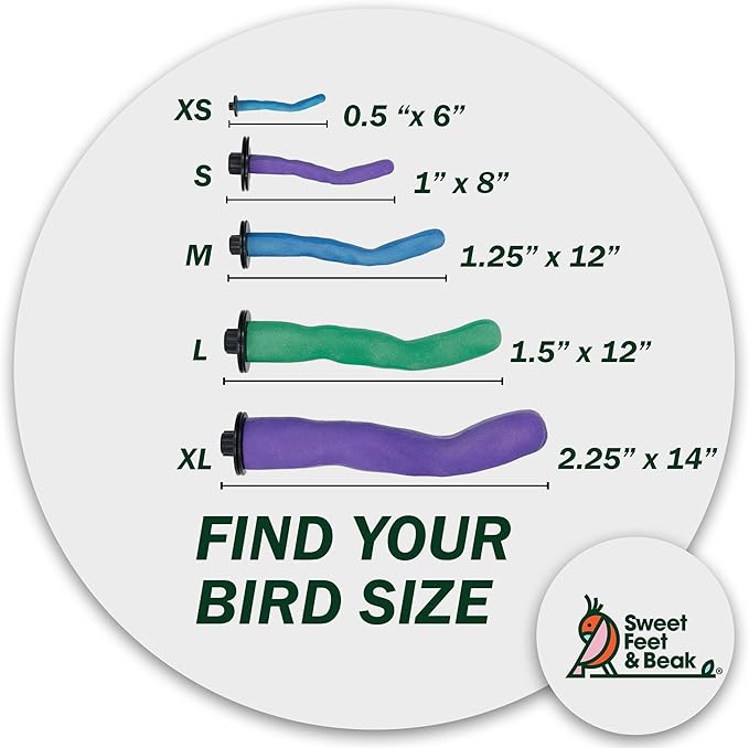 Sweet Feet & Beak Safety Pumice Bird Perch, X-Small 1/2" X 6", Purple - Lightweight Grinding Bird Perches for Cage - Bird Nail Trimming Perch for Healthy Beak & Feet - Multi-Size & Color Parrot Stand