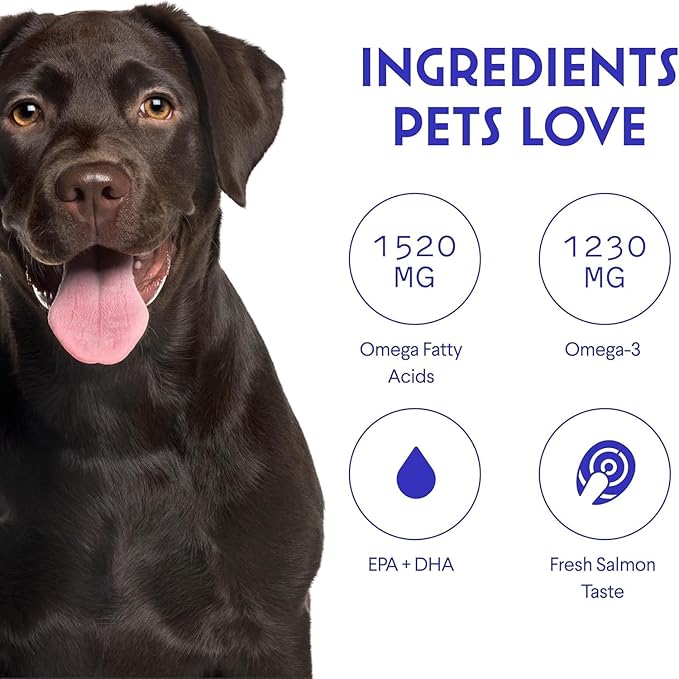 Wonder Paws Fish Oil for Dogs - Omega 3 for Dogs from Alaskan Salmon, Cod & Krill Oil - EPA DHA Fatty Acids - Less Shedding & Itching - Skin, Joint, Immune & Heart Health - Liquid Supplement (32 oz)