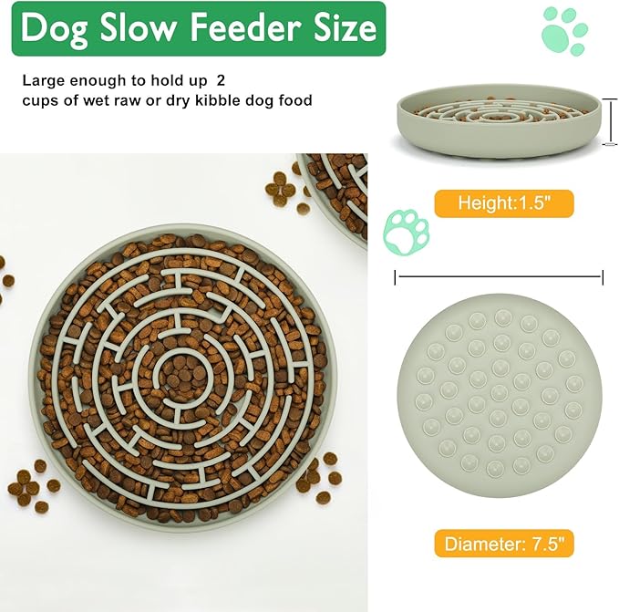 Slow Feeder Dog Bowls Silicone Maze Food Suction Bowl Feeders Pet Puzzle Lick Mat to Slow Down Eating for Medium Small Breed Size Dogs