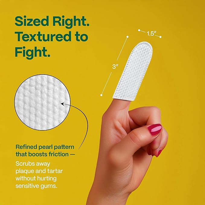 DOCO Dog Teeth Cleaning Wipes Dental Finger Wipes for Cats & Dogs Remove Plaque & Tartar, Freshen Breath, No Rinse, Easy & Effective Pet Tooth Cleaning Kit for Oral Care (Grapefruit Flavour, 50 Count)