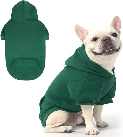 KOOLTAIL Basic Dog Hoodie - Soft & Warm Pet Hoodie Sweater with Leash Hole and Pocket, Dog Winter Coat, Cold Weather Clothes Sweatshirt for Small Medium Large Dogs Puppy Cat Boys Girls Deep Green M