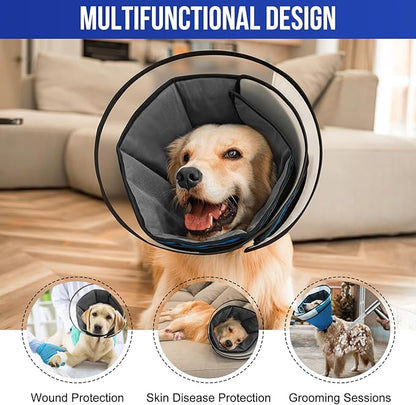 Soft Dog Cone for Dogs After Surgery, Breathable Pet Recovery Collar for Large Medium Small Dogs and Cats, Adjustable Dog Cone Collar, Elizabethan Collar (Blue, XXL(Neck 20“-24”))