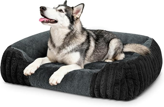Dog Beds for Extra Large Dogs 43x35 Inch, Comfort-Sided Orthopedic XXL Dog Bed Couch with Breathable Shredded Memory Foam, Faux Rabbit Fur Pet Bed, Non-Detachable, Non-Slip, Machine Washable