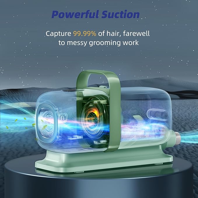 Dog Grooming Kit with Vacuum, 15000Pa Pet Hair Clipper and Shedding Brush, 50dB Low Noise, 2L Capacity, White