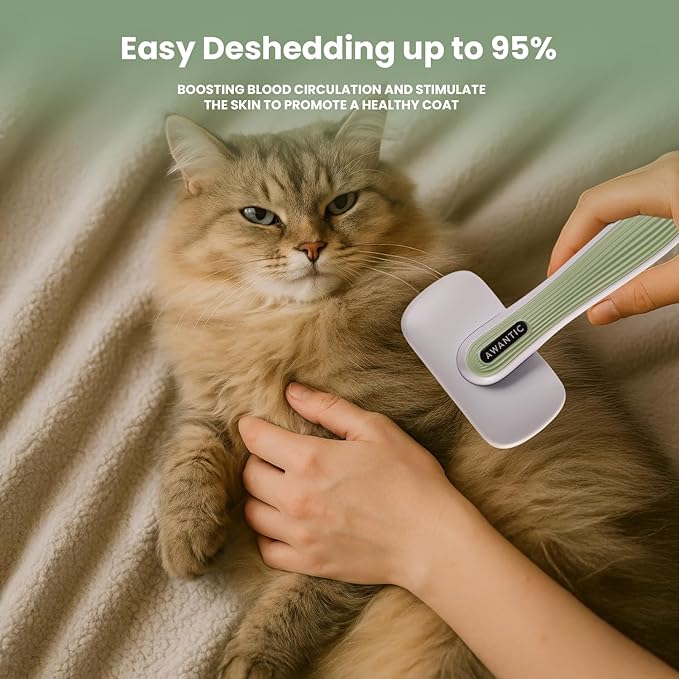 Self- Cleaning Slicker Brush for Dogs Suitable for Short & Long Haired Dogs and Effective Deshedding for Pet Grooming, Undercoat Removal, Tangle-Free Fur, Skin-Friendly Tool for Healthy Coat